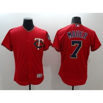 Twins #7 Joe Mauer Red Flexbase Authentic Collection Stitched MLB Jersey Twins #7 Joe Mauer Red Flexbase Authentic Collection Stitched MLB Jersey