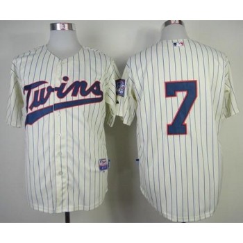 Twins #7 Joe Mauer Stitched Cream MLB Jersey Twins #7 Joe Mauer Stitched Cream MLB Jersey