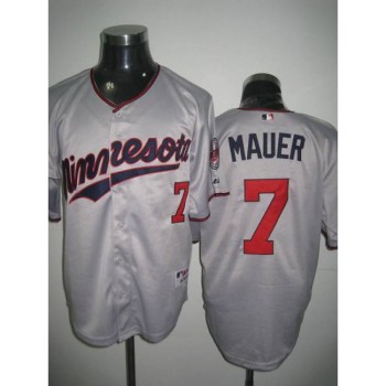 Twins #7 Joe Mauer Stitched Grey MLB Jersey Twins #7 Joe Mauer Stitched Grey MLB Jersey