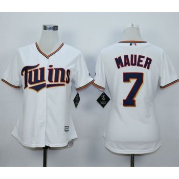 Twins #7 Joe Mauer White Home Women's Stitched MLB Jersey Twins #7 Joe Mauer White Home Women's Stitched MLB Jersey