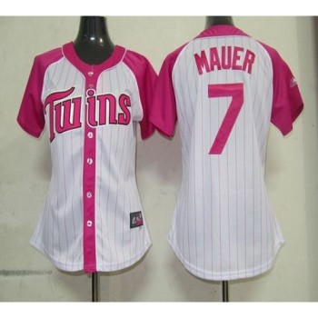 Twins #7 Joe Mauer White/Pink Women's Splash Fashion Stitched MLB Jersey Twins #7 Joe Mauer White/Pink Women's Splash Fashion Stitched MLB Jersey