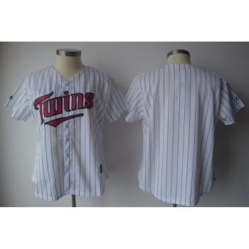 Twins Blank White With Blue Strip Lady Fashion Stitched MLB Jersey Twins Blank White With Blue Strip Lady Fashion Stitched MLB Jersey