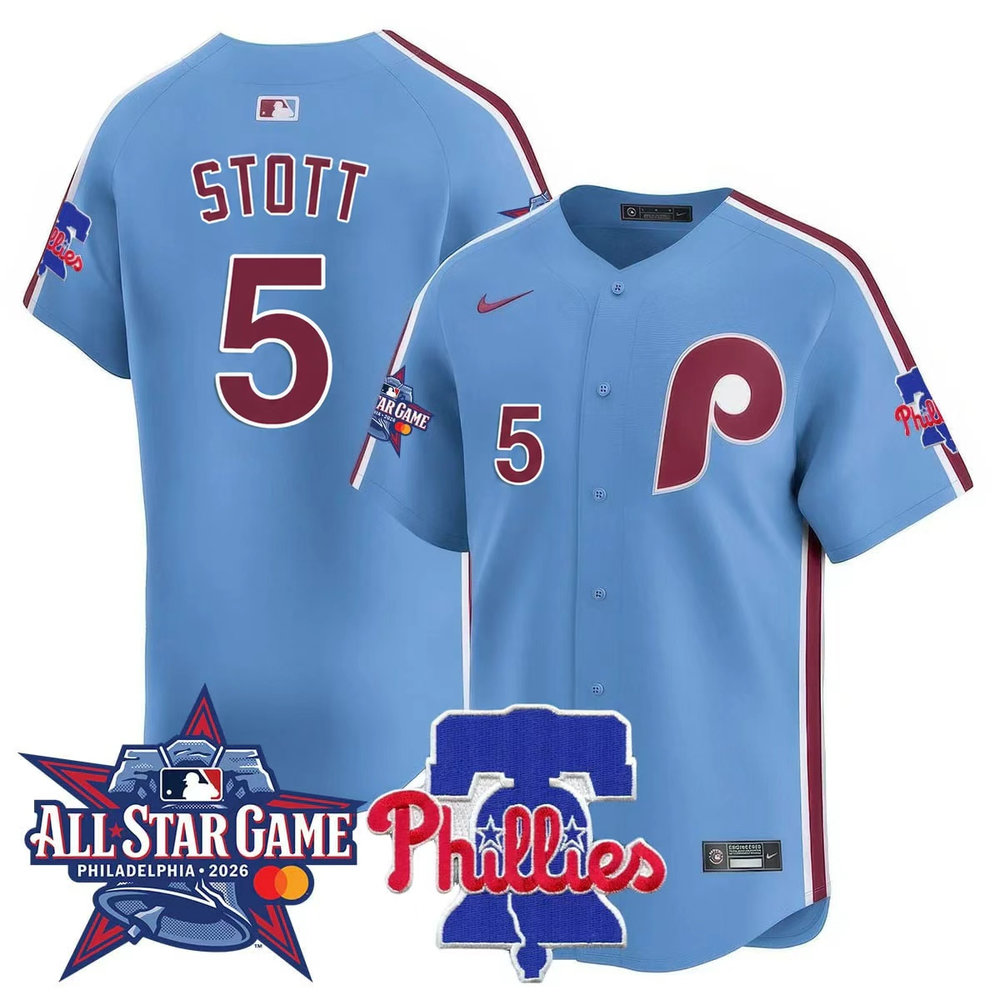 Men's Philadelphia Phillies #5 Bryson Stott Light Blue 2026 MLB All-Star Jersey