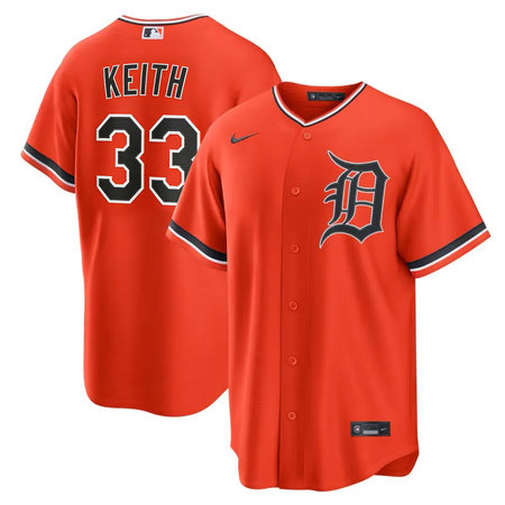 Men's Detroit Tigers #33 Colt Keith Orange Cool Base Stitched Jersey Men's Detroit Tigers #33 Colt Keith Orange Cool Base Stitched Jersey