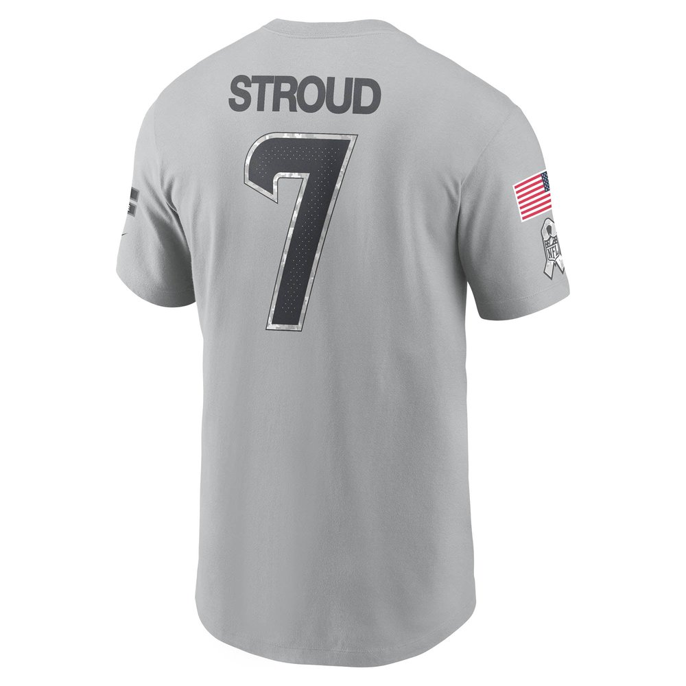 Men's Houston Texans C.J. Stroud Gray 2024 Salute To Service Name & Number T-Shirt