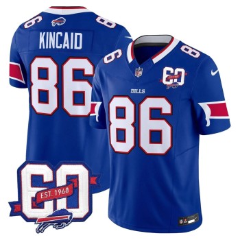 Men's Buffalo Bills #86 Dalton Kincaid Royal 60th Anniversary Patch Vapor F.U.S.E. Limited Jersey Men's Buffalo Bills #86 Dalton Kincaid Royal 60th Anniversary Patch Vapor F.U.S.E. Limited Jersey
