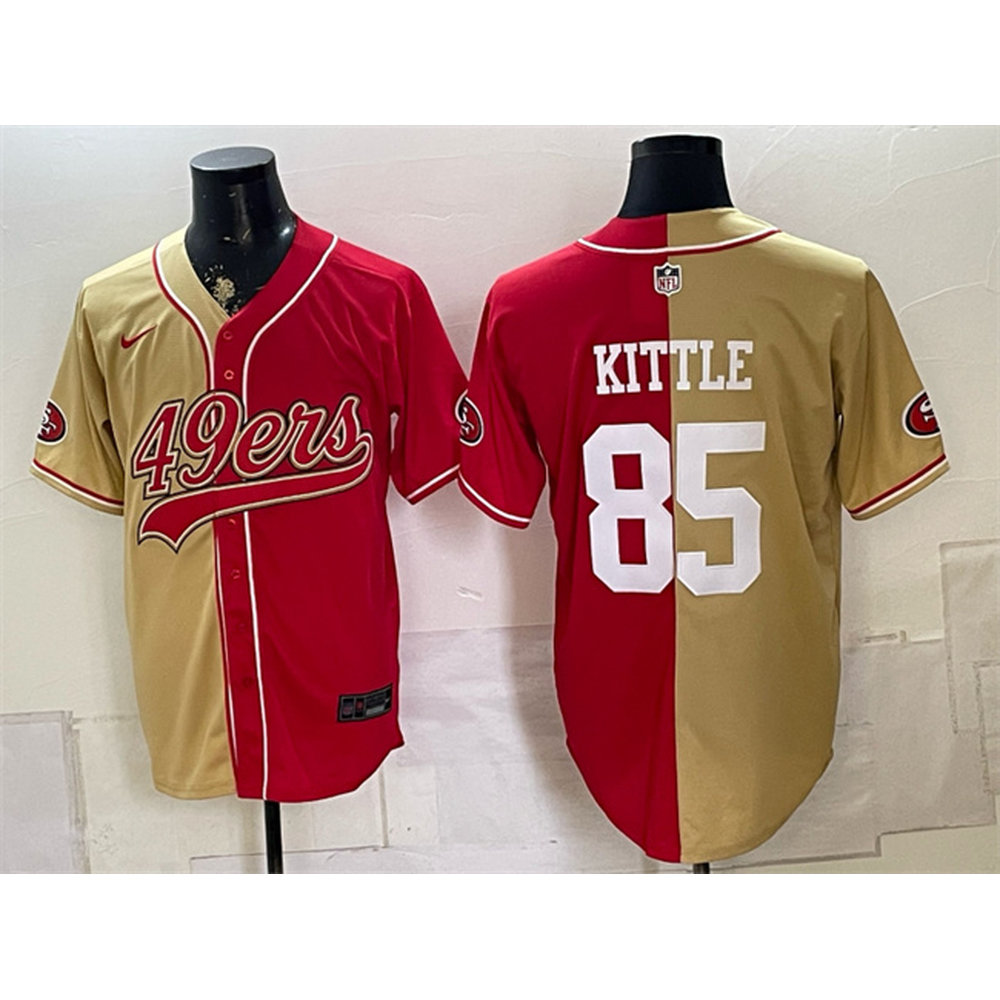 Men's San Francisco 49ers #85 George kittle Red Split Stitched Jersey Men's San Francisco 49ers #85 George kittle Red Split Stitched Jersey