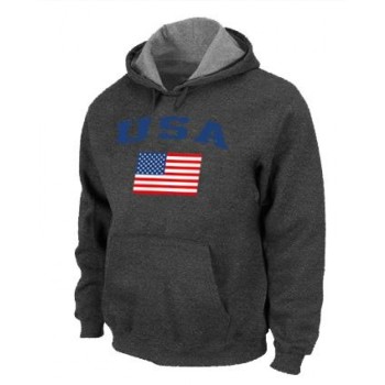 USA Olympics USA Flag Pullover NHL Hoodie Dark Grey USA Olympics USA Flag Pullover NHL Hoodie Dark Grey
