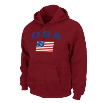 USA Olympics USA Flag Pullover NHL Hoodie Red USA Olympics USA Flag Pullover NHL Hoodie Red