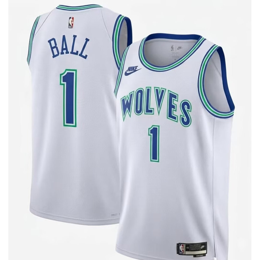 Men's Minnesota Timberwolves #1 LaMelo Ball 2026 White Classic Edition Jersey Men's Minnesota Timberwolves #1 LaMelo Ball 2026 White Classic Edition Jersey