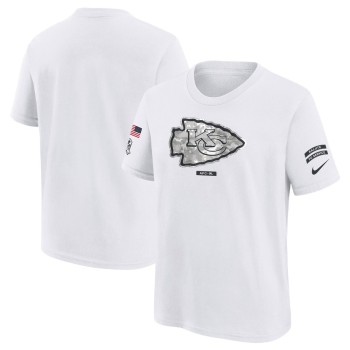Youth Kansas City Chiefs White 2024 Salute To Service T-Shirt Youth Kansas City Chiefs White 2024 Salute To Service T-Shirt