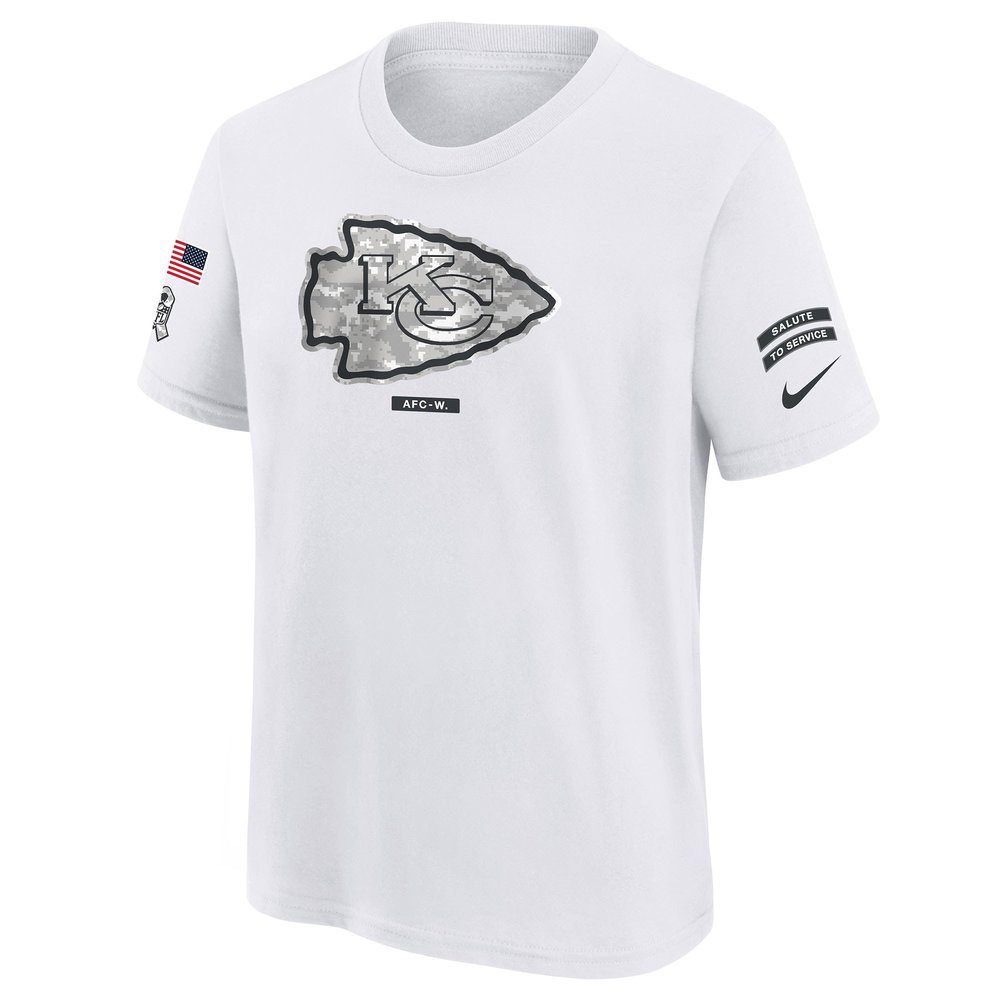 Youth Kansas City Chiefs White 2024 Salute To Service T-Shirt