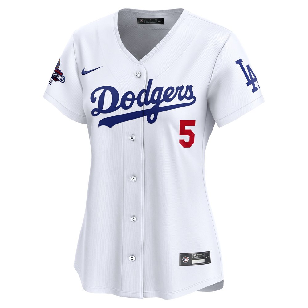 Women's Los Angeles Dodgers #5 Freddie Freeman White 2024 World Series Champions Home Limited Player Jersey
