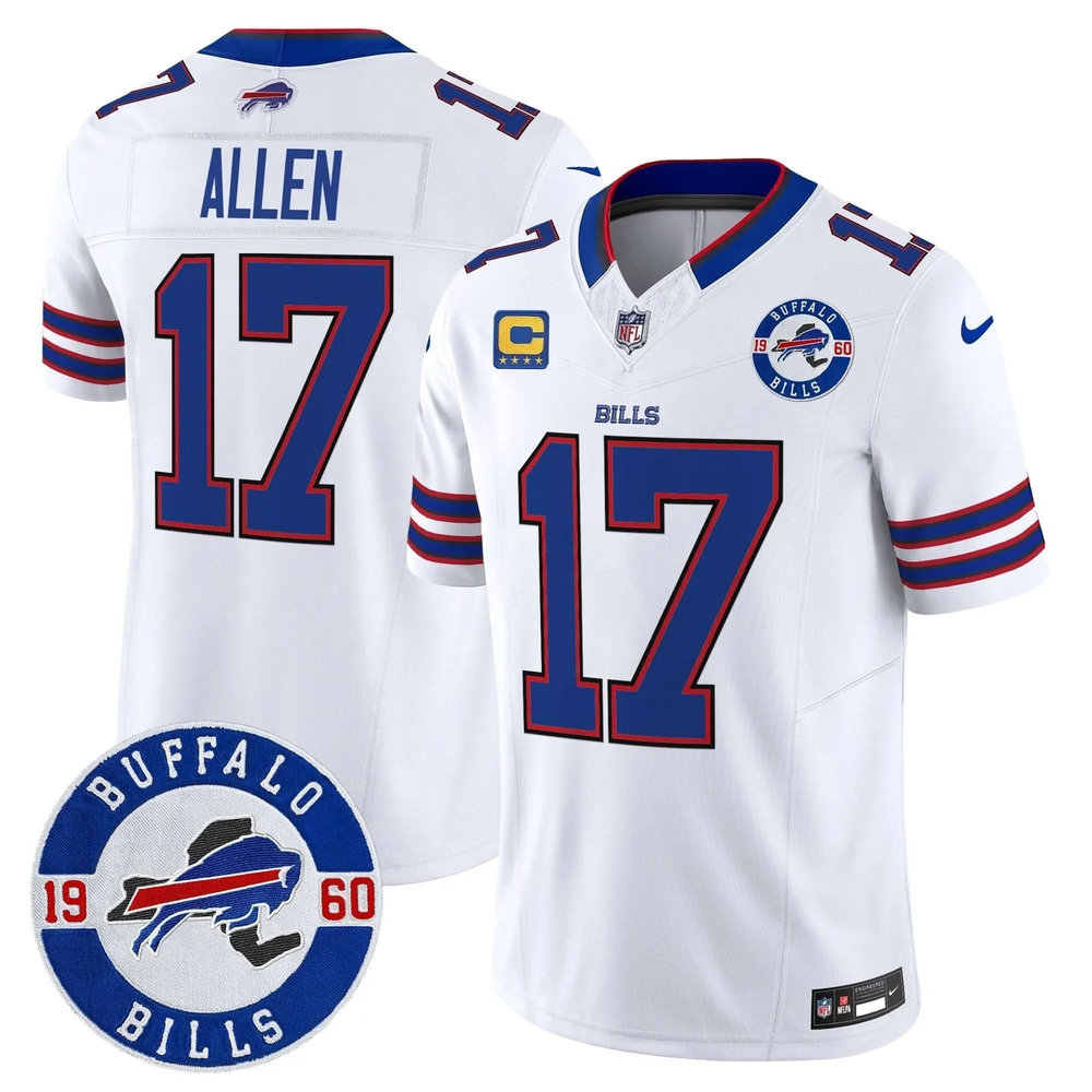 Men's Buffalo Bills #17 Josh Allen White Est. 1960 Patch Vapor F.U.S.E. Limited Jersey Men's Buffalo Bills #17 Josh Allen White Est. 1960 Patch Vapor F.U.S.E. Limited Jersey