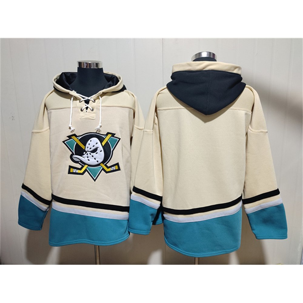 Men's Anaheim Ducks Blank Cream Ageless Must-Have Lace-Up Pullover Hoodie