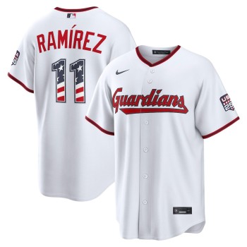 Youth Cleveland Guardians #11 Jose Ramirez Nike White USA 250 Fourth of July Home Stadium Jersey Youth Cleveland Guardians #11 Jose Ramirez Nike White USA 250 Fourth of July Home Stadium Jersey