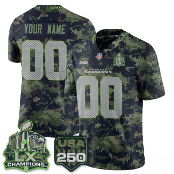Youth Seattle Seahawks Camo 2026 Salute to Service Edition Vapor F.U.S.E. Limited Custom Jersey Youth Seattle Seahawks Camo 2026 Salute to Service Edition Vapor F.U.S.E. Limited Custom Jersey