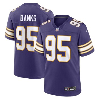 Men's Minnesota Vikings #95 Caleb Banks Purple 2026 NFL Draft Game Jersey