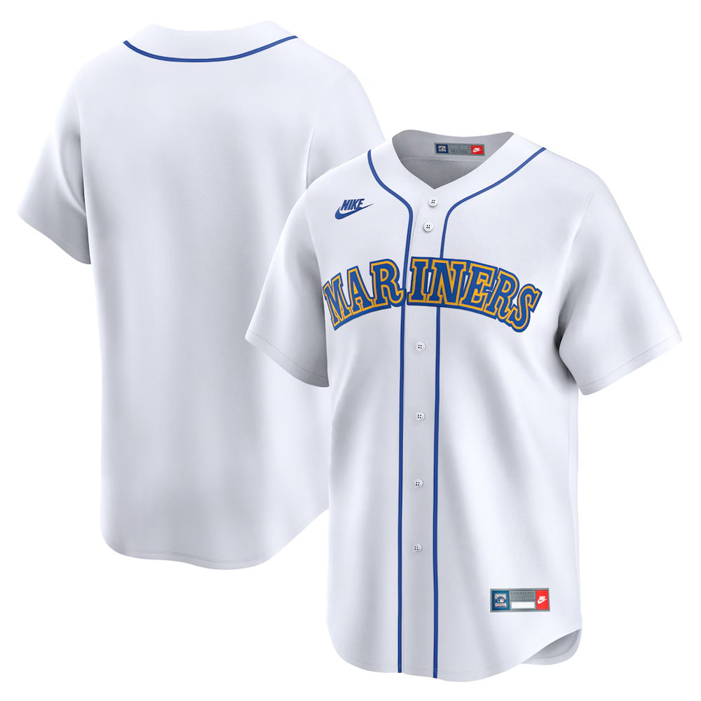 Men's Seattle Mariners Nike White Throwback Cooperstown Collection Limited Jersey Men's Seattle Mariners Nike White Throwback Cooperstown Collection Limited Jersey