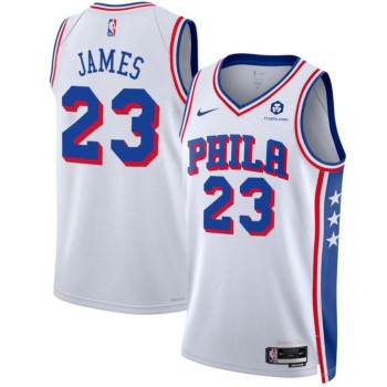 Men's Philadelphia 76ers #23 LeBron James White 2026 Association Edition With Patch Jersey