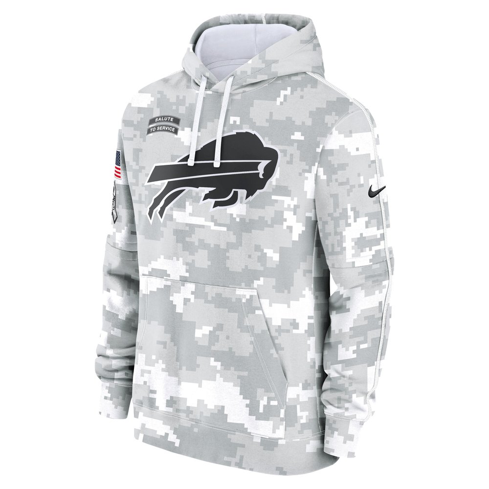 Youth Buffalo Bills White/Gray 2024 Salute To Service Pullover Hoodie Youth Buffalo Bills White/Gray 2024 Salute To Service Pullover Hoodie