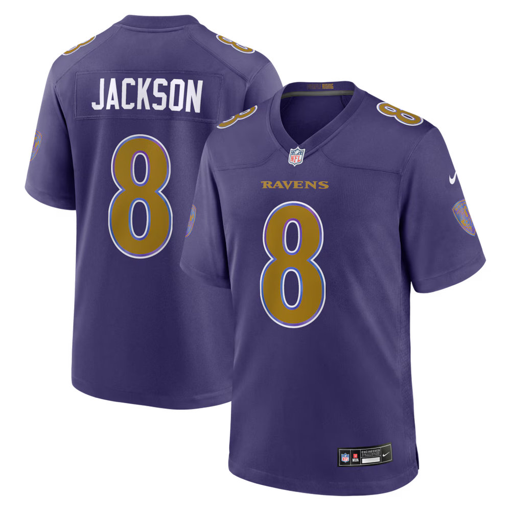 Men's Baltimore Ravens #8 Lamar Jackson Nike Purple Alternate Game Jersey Men's Baltimore Ravens #8 Lamar Jackson Nike Purple Alternate Game Jersey