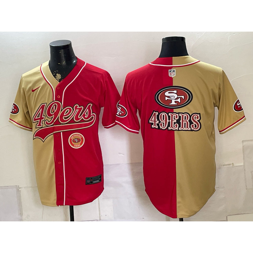 Men's San Francisco 49ers Red Split Cool Base Stitched Baseball Jersey