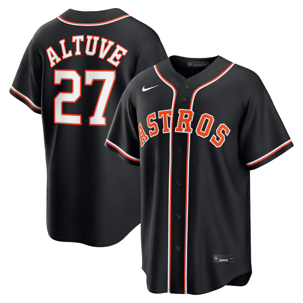 Men's Houston Astros #27 Jose Altuve Fashion Replica Black Out Jersey Men's Houston Astros #27 Jose Altuve Fashion Replica Black Out Jersey