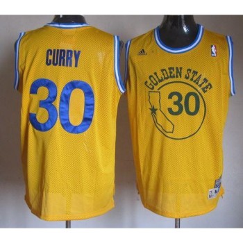 Warriors #30 Stephen Curry Gold New Throwback Stitched NBA Jersey