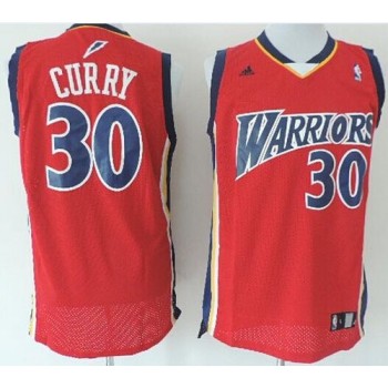 Warriors #30 Stephen Curry Red Throwback Stitched NBA Jersey