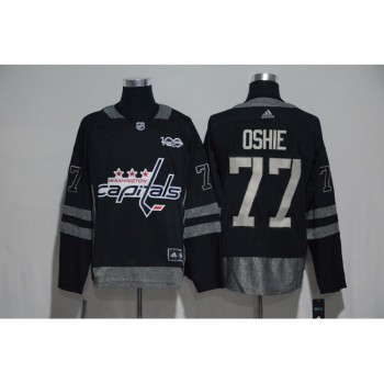 Washington Capitals #77 T.J Oshie Black Men's 1917-2017 100th Anniversary Stitched NHL Jersey Washington Capitals #77 T.J Oshie Black Men's 1917-2017 100th Anniversary Stitched NHL Jersey