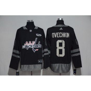 Washington Capitals #8 Alex Ovechkin Black Men's 1917-2017 100th Anniversary Stitched NHL Jersey Washington Capitals #8 Alex Ovechkin Black Men's 1917-2017 100th Anniversary Stitched NHL Jersey