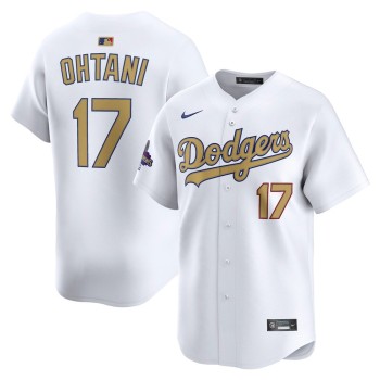 Men's Los Angeles Dodgers #17 Shohei Ohtani White 2025 Gold Collection Limited Jersey Men's Los Angeles Dodgers #17 Shohei Ohtani White 2025 Gold Collection Limited Jersey