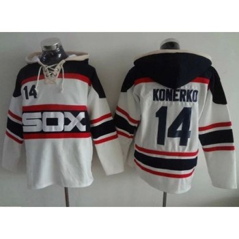 White Sox #14 Paul Konerko White Sawyer Hooded Sweatshirt Alternate Home MLB Hoodie White Sox #14 Paul Konerko White Sawyer Hooded Sweatshirt Alternate Home MLB Hoodie