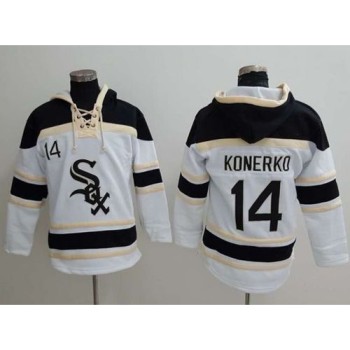 White Sox #14 Paul Konerko White Sawyer Hooded Sweatshirt MLB Hoodie White Sox #14 Paul Konerko White Sawyer Hooded Sweatshirt MLB Hoodie
