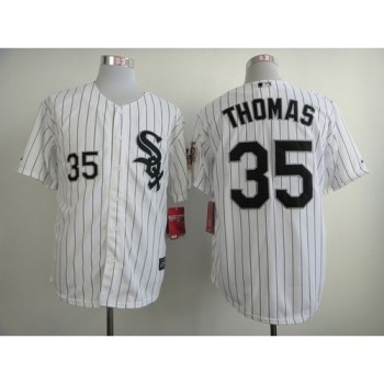 White Sox #35 Frank Thomas White w75th Anniversary Commemorative Patch Stitched MLB Jersey