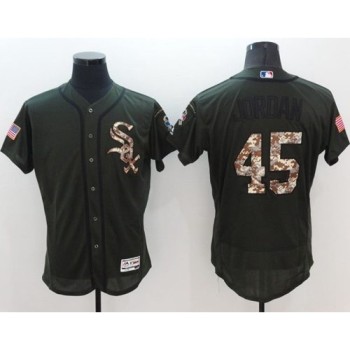 White Sox #45 Michael Jordan Green Flexbase Authentic Collection Salute to Service Stitched MLB Jersey White Sox #45 Michael Jordan Green Flexbase Authentic Collection Salute to Service Stitched MLB Jersey