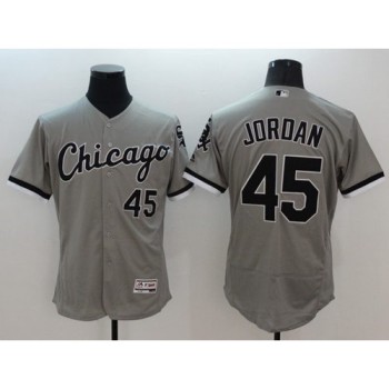 White Sox #45 Michael Jordan Grey Flexbase Authentic Collection Stitched MLB Jersey White Sox #45 Michael Jordan Grey Flexbase Authentic Collection Stitched MLB Jersey