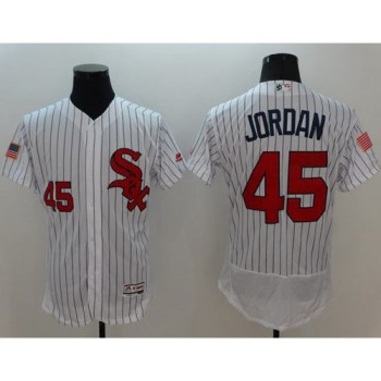 White Sox #45 Michael Jordan White(Black Strip) Fashion Stars & Stripes Flexbase Authentic Stitched MLB Jersey White Sox #45 Michael Jordan White(Black Strip) Fashion Stars & Stripes Flexbase Authentic Stitched MLB Jersey
