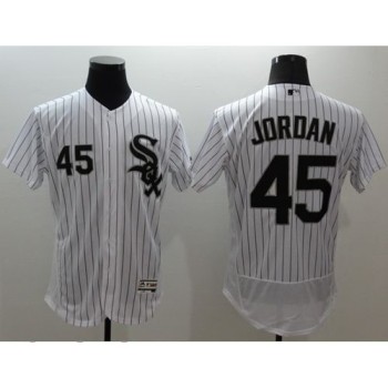 White Sox #45 Michael Jordan White(Black Strip) Flexbase Authentic Collection Stitched MLB Jersey White Sox #45 Michael Jordan White(Black Strip) Flexbase Authentic Collection Stitched MLB Jersey