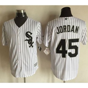 White Sox #45 Michael Jordan White(Black Strip) New Cool Base Stitched MLB Jersey White Sox #45 Michael Jordan White(Black Strip) New Cool Base Stitched MLB Jersey