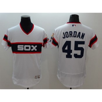 White Sox #45 Michael Jordan White Flexbase Authentic Collection Stitched MLB Jersey White Sox #45 Michael Jordan White Flexbase Authentic Collection Stitched MLB Jersey