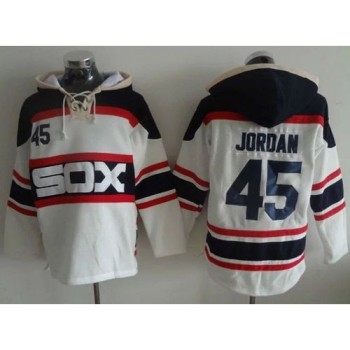 White Sox #45 Michael Jordan White Sawyer Hooded Sweatshirt Alternate Home MLB Hoodie White Sox #45 Michael Jordan White Sawyer Hooded Sweatshirt Alternate Home MLB Hoodie
