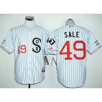 White Sox #49 Chris Sale White(Black Strip) Cooperstown Stitched MLB Jersey