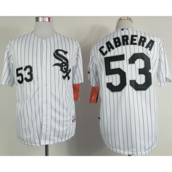 White Sox #53 Melky Cabrera White Black Strip Stitched MLB Jersey