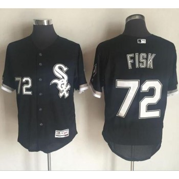 White Sox #72 Carlton Fisk Black Flexbase Authentic Collection Stitched MLB Jersey White Sox #72 Carlton Fisk Black Flexbase Authentic Collection Stitched MLB Jersey