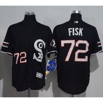 White Sox #72 Carlton Fisk Black New Flexbase Authentic Collection Stitched MLB Jersey White Sox #72 Carlton Fisk Black New Flexbase Authentic Collection Stitched MLB Jersey