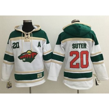 Wild #20 Ryan Suter White Sawyer Hooded Sweatshirt Stitched NHL Jersey