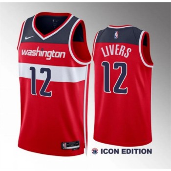 Men's Washington Wizards #12 Isaiah Livers Red Icon Edition Stitched Basketball Jersey