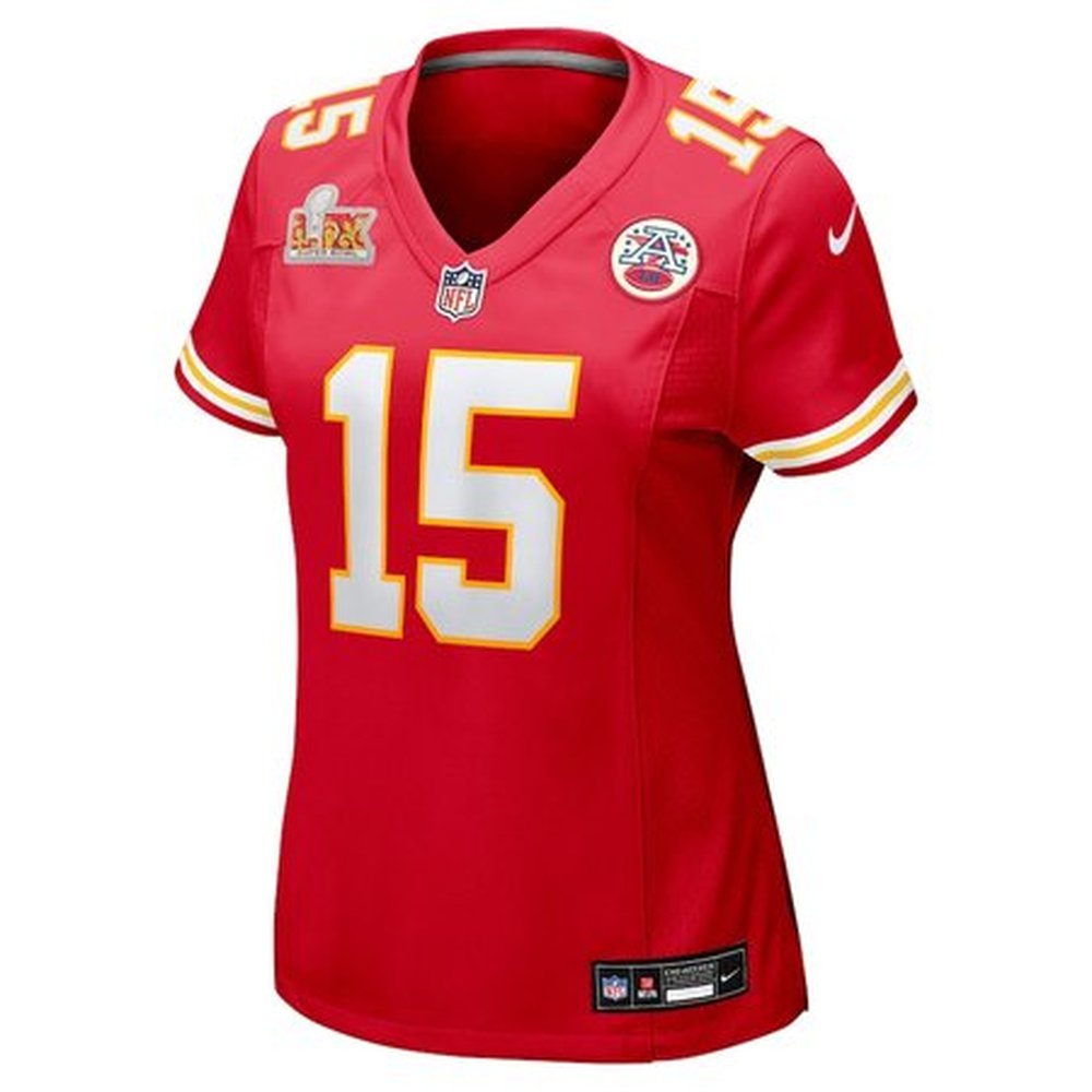 Women's Kansas City Chiefs #15 Patrick Mahomes Red Super Bowl LIX Game Jersey